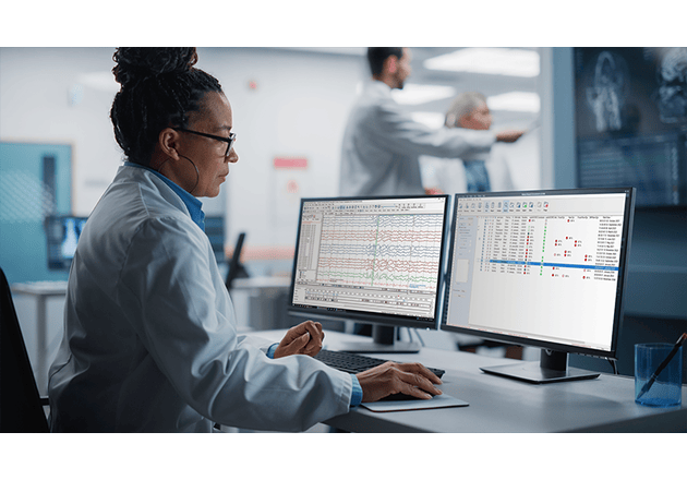 Woman viewing medical test results